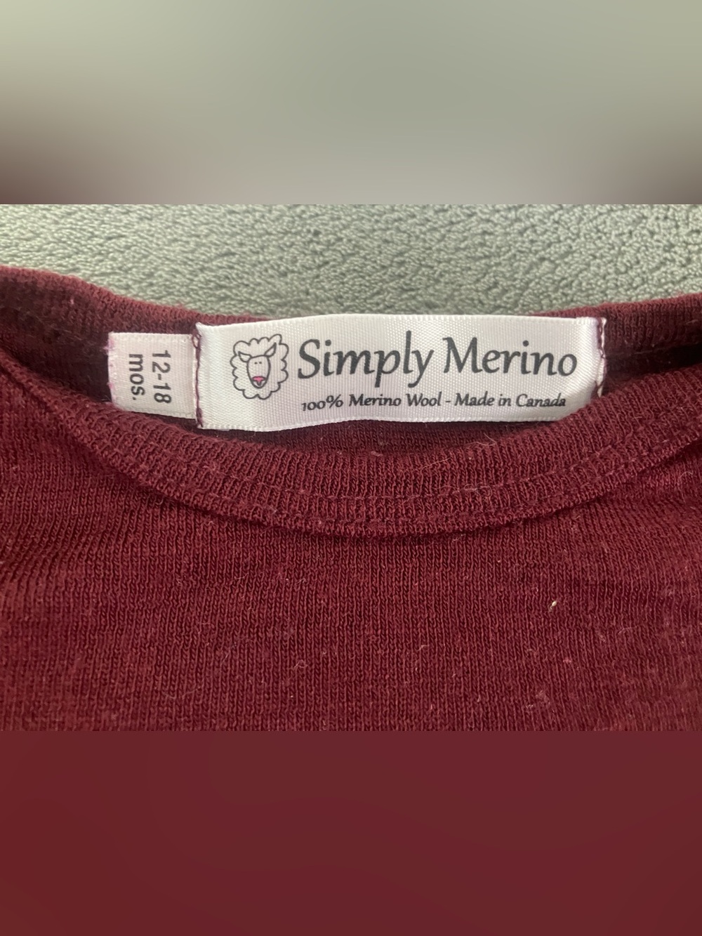 Simply Merino 100% Merino Wool Baby Onesie - 12-18M - Raisin - EUC - Picture 4 of 10